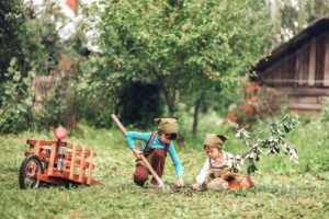 Children in garden.