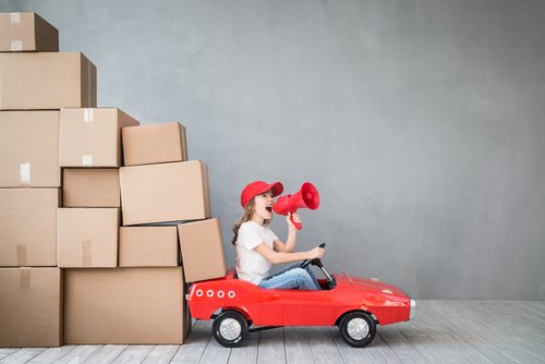 Kid in toy car