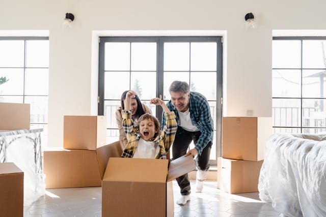 A family preparing for relocation.