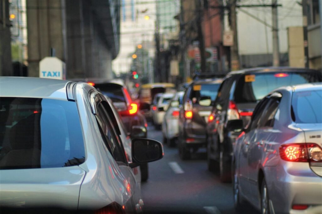 Cars stuck in traffic