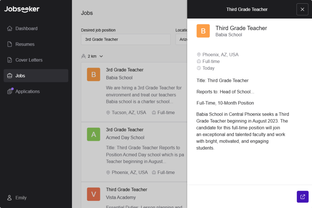 track job applications