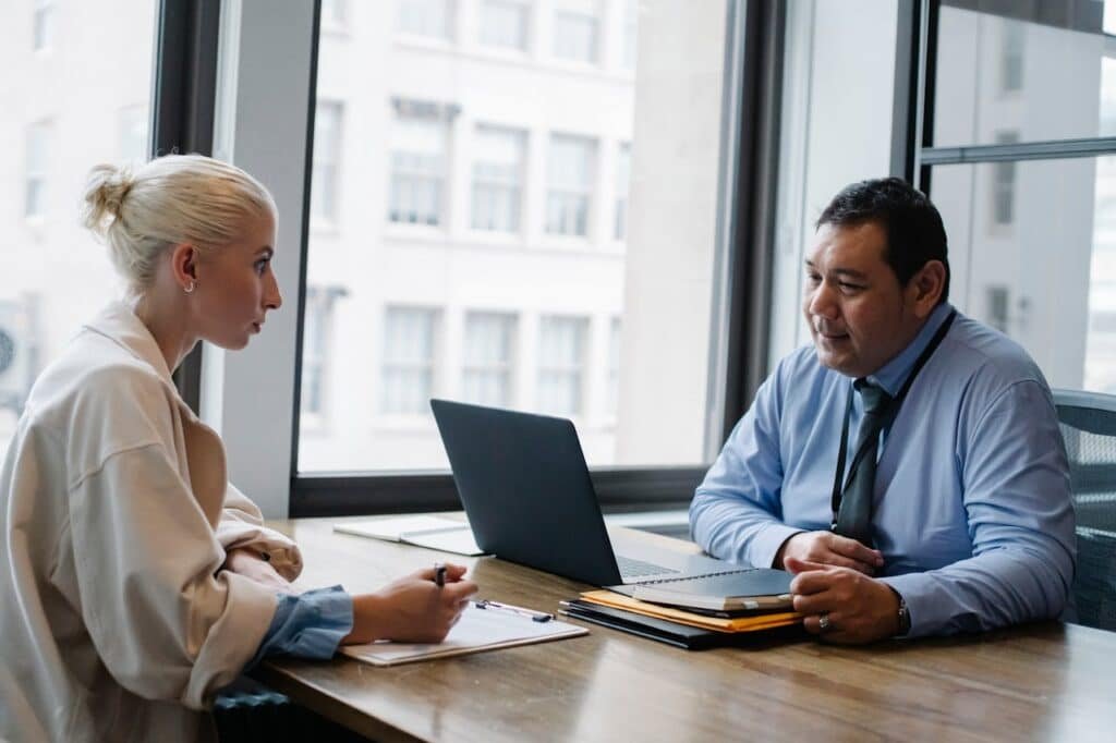 a woman interviewing for a job